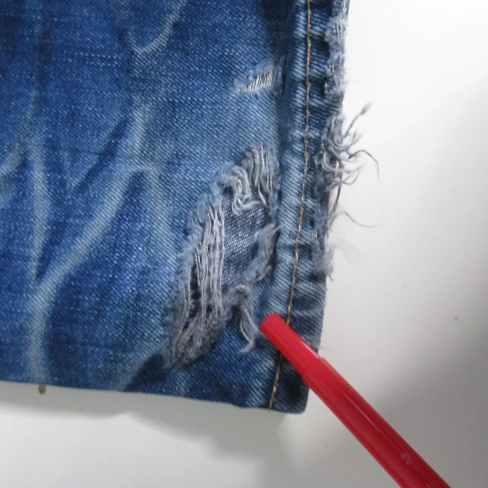 PRPS Demon Jeans Men 32 Distressed Denim Button Fly Whiskering Fade Portugal